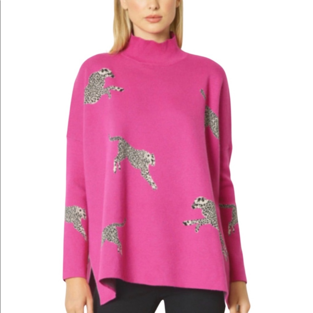 Entro Leopard Sweater in Hot Pink